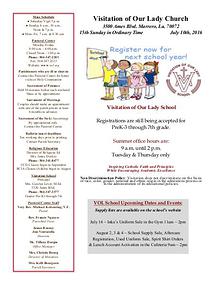 VOL Parish Weekly Bulletin