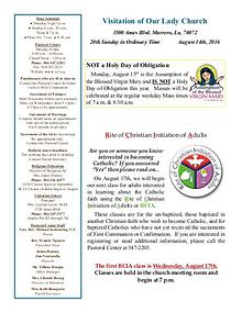 VOL Parish Weekly Bulletin