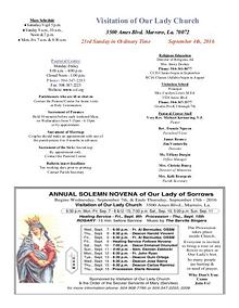 VOL Parish Weekly Bulletin