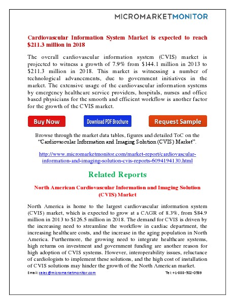 Cardiovascular Information System Market by 2018 July 2014