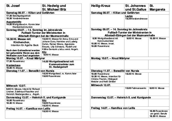 Gottesdienste Juli 2017 Gottesdienste Juli 2017