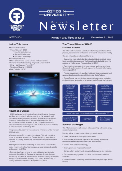 Newsletter HORIZON2020 Special Issue December 31, 2013