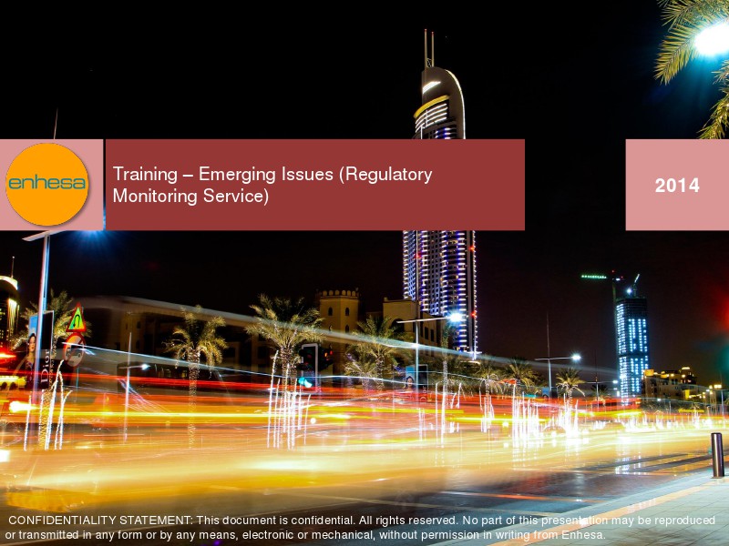 Emerging Issues (Regulatory Monitoring Service)