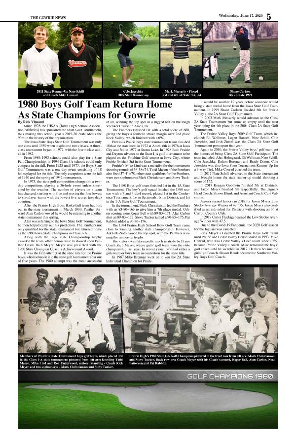 History of Area High School Golf