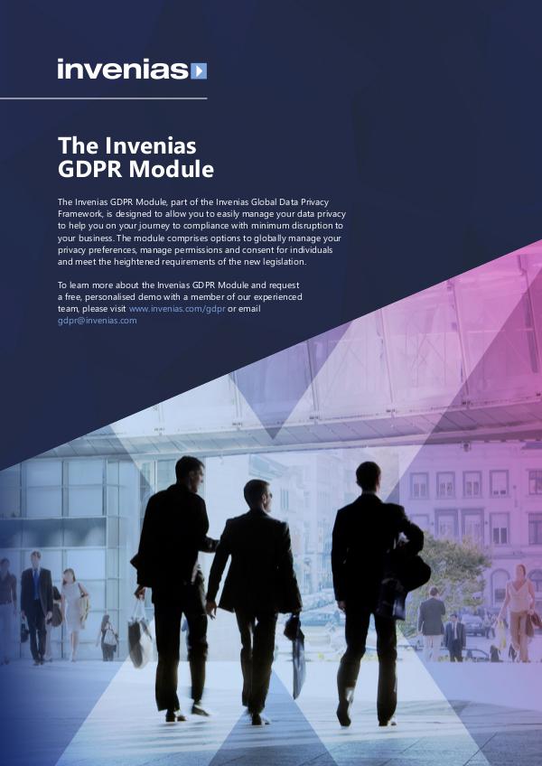 Invenias GDPR Module Datasheet Invenias GDPR Datasheet