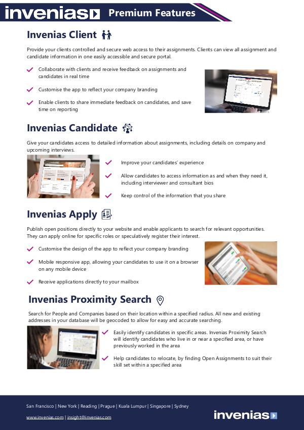 Invenias Premium Features Datasheet Premium Features Datasheet