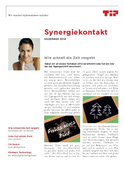 Synergiekontakt 2014 Synergiekontakt Dezember 2014