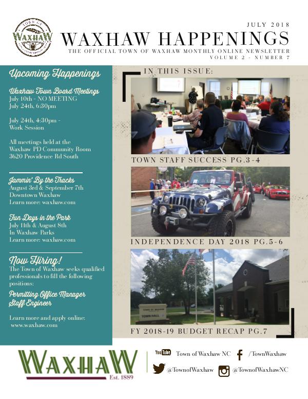 Waxhaw Happenings July 2018