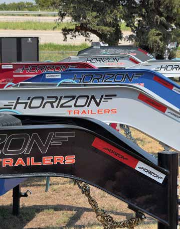 Stacked Horizon Trailers gooseneck hitches and frames showing high-quality construction