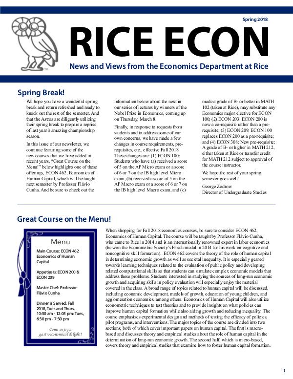 Spring 2018 Newsletter