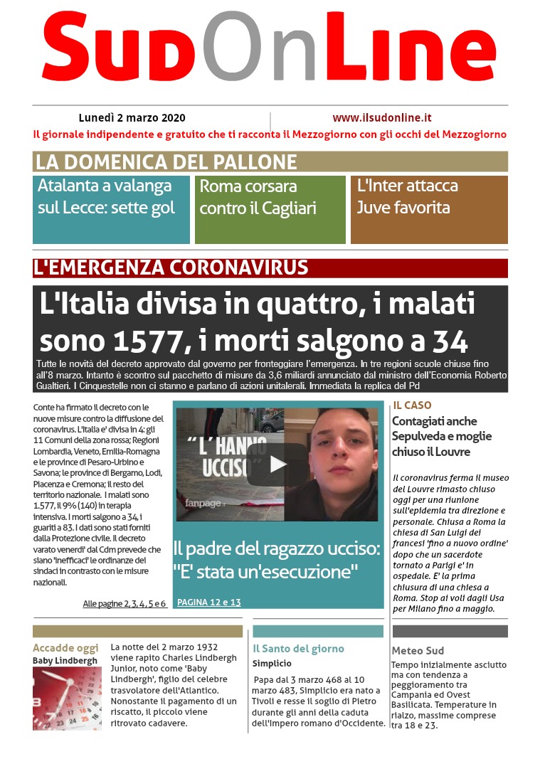 SudOnLine 2 marzo 2020