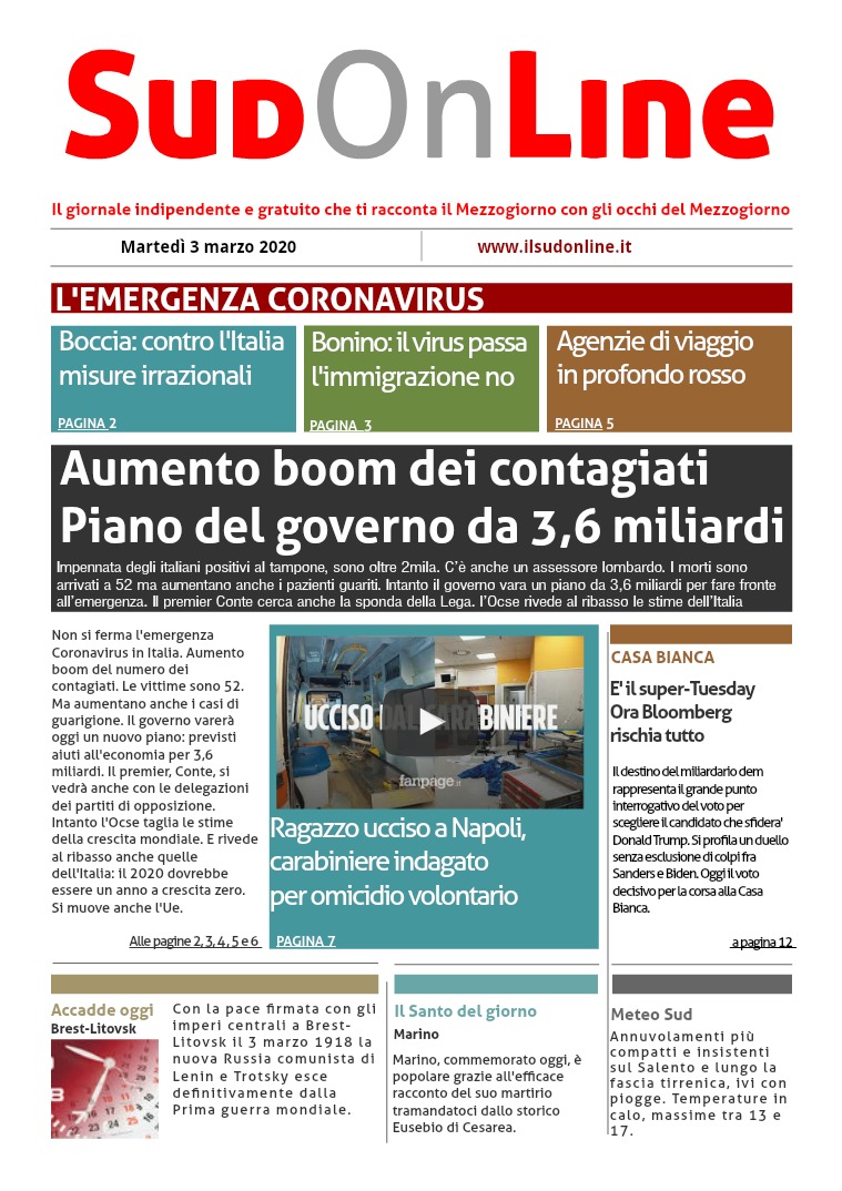 SudOnLine 3 marzo 2020