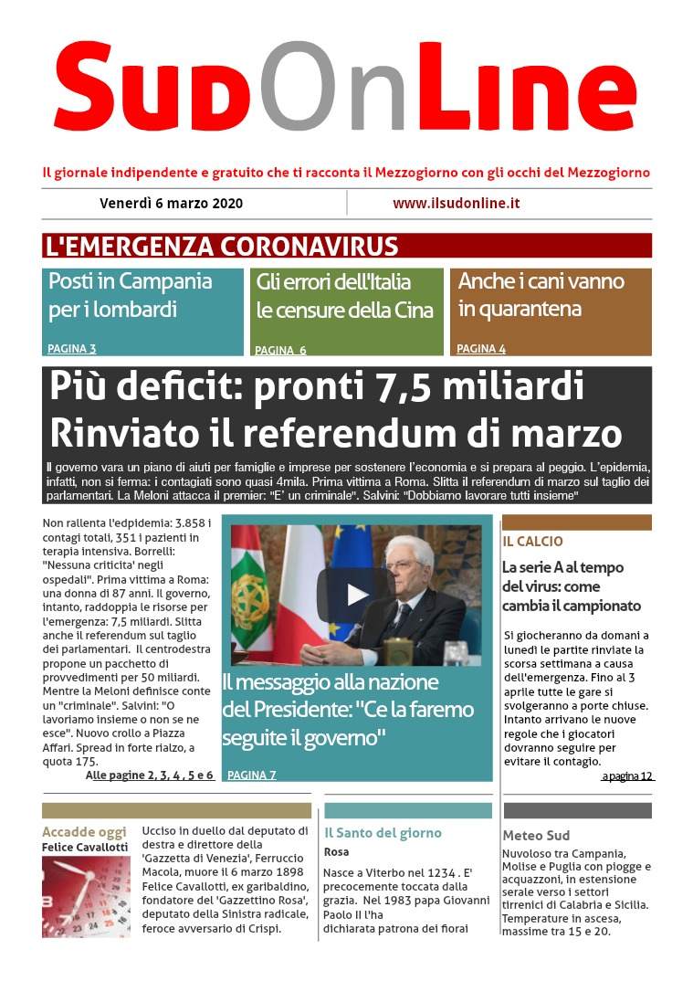 SudOnLine 6 marzo 2020