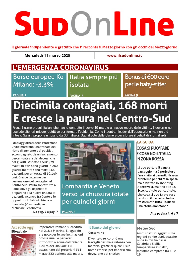 SudOnLine 11 marzo 2020