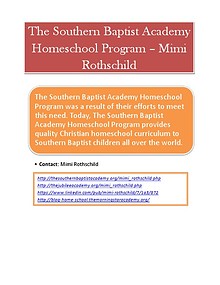 The Southern Baptist Academy Homeschool Program – Mimi Rothschild