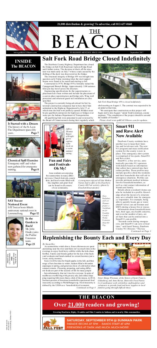 the BEACON Newspaper, Indiana Sept 2017 Beacon