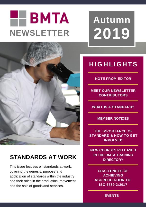 BMTA Newsletter - Autumn 2019