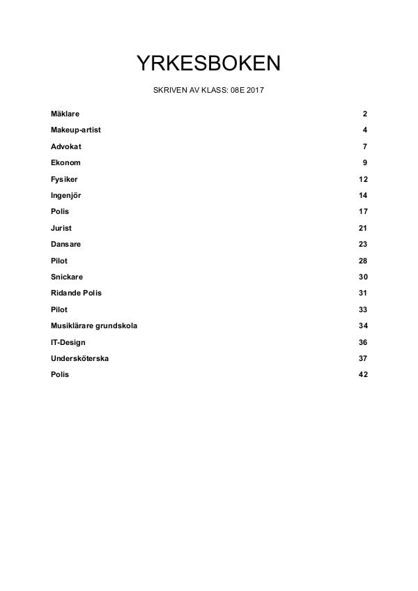 Yrkesboken klass: 08e Yrkesboken klass- 08e