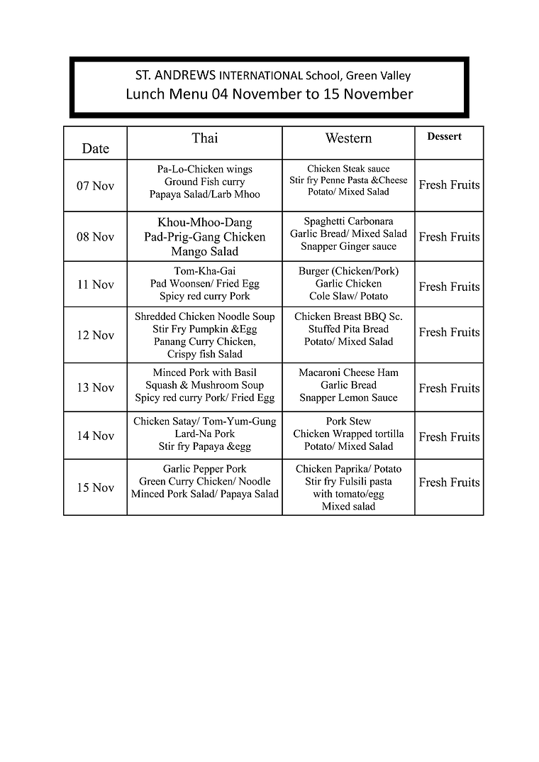 News Canteen Menu - 7 November 2013