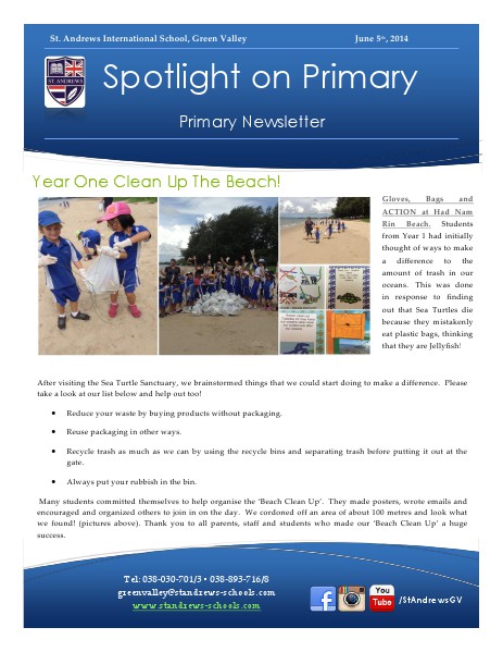 Spotlight on Primary Newsletter June 5, 2014