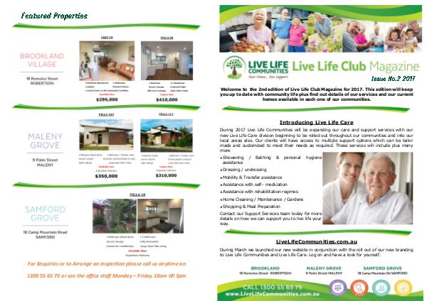 Live Life Communities Newsletters April 2017