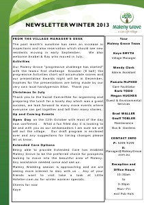 Maleny Grove Newsletter Winter 2013