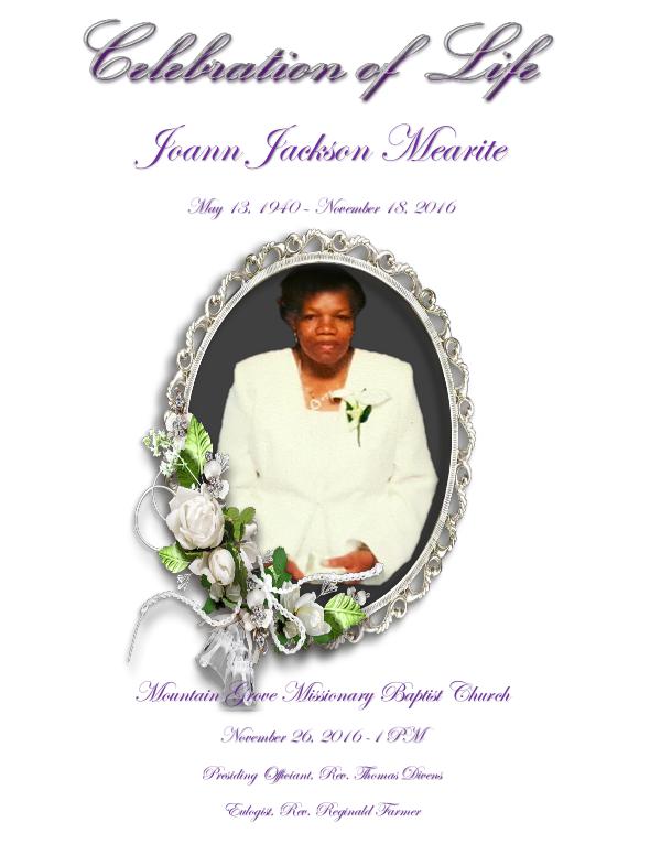 Joann Mearite's Celebration of life I