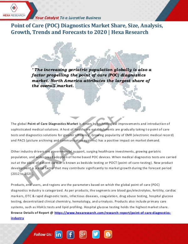 Healthcare Industry Point of Care (POC) Diagnostics Market Analysis