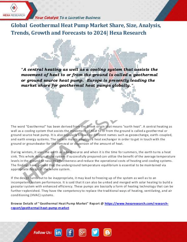 Geothermal Heat Pump Market Insights, 2024