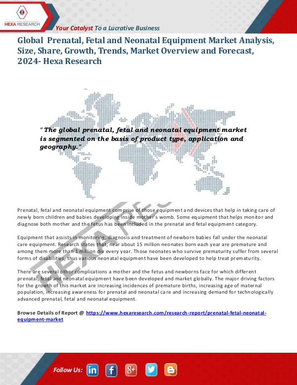 Healthcare Industry Prenatal, Fetal and Neonatal Equipment Market 2024