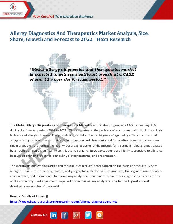 Healthcare Industry Allergy Diagnostics and Therapeutics Market