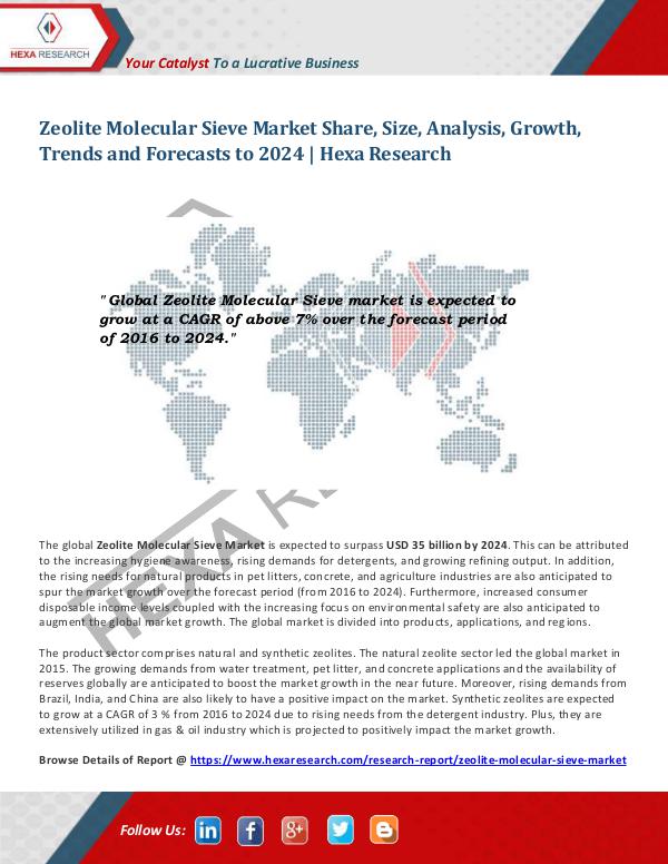 Specialty & Fine Chemicals Industry Zeolite Molecular Sieve Market Research, 2024