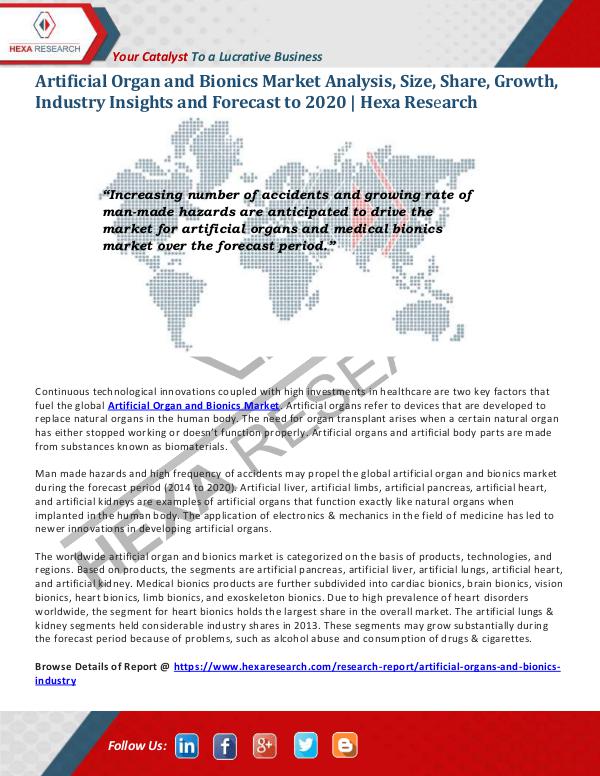 Healthcare Industry Artificial Organ And Bionics Market Size 2020