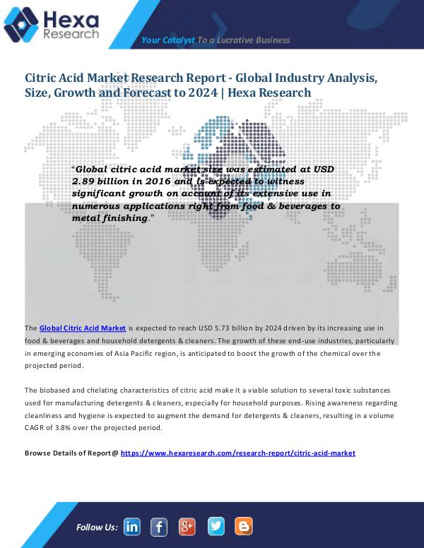 Citric Acid Market Size 2024