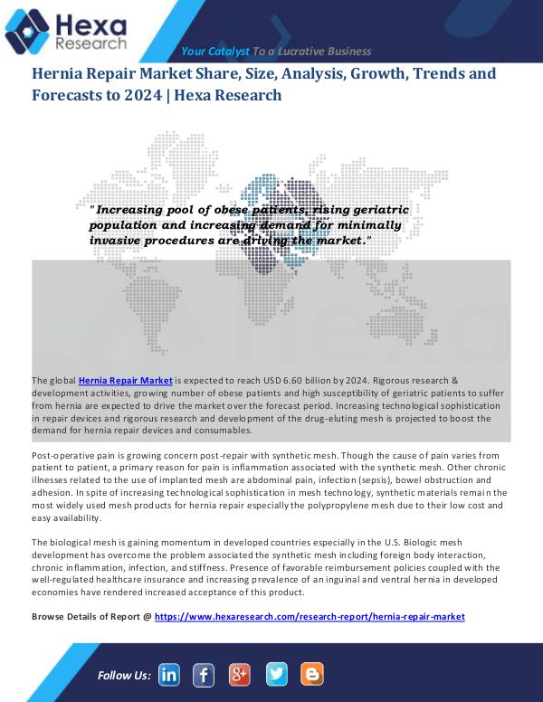 Healthcare Industry Hernia Repair Market Size and Industry Demand 2024