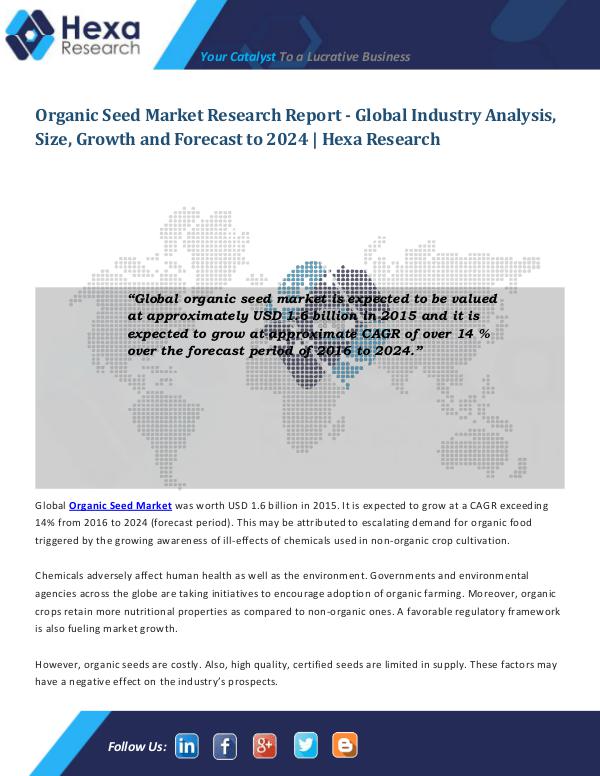 Food and Beverages Industry Report Organic Seed Market Trends