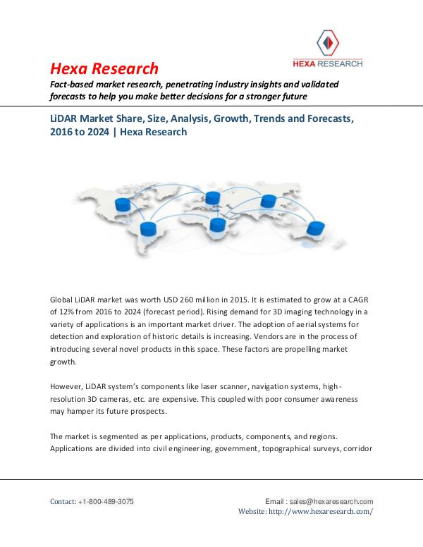 LiDAR Market Analysis and Forecasts to 2024