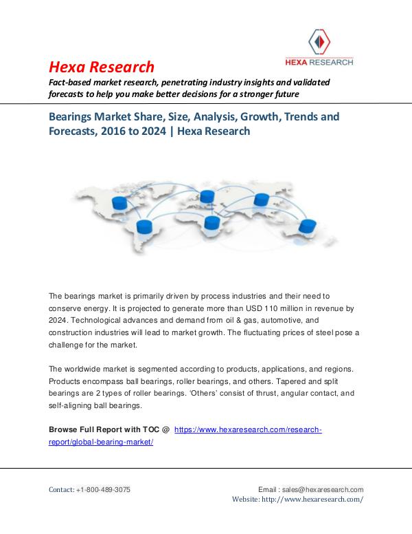 Market Research Reports : Hexa Research Bearings Market Research 2016-2024