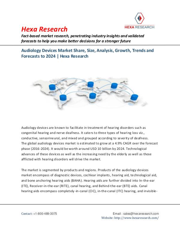 Audiology Devices Market Forecasts to 2024