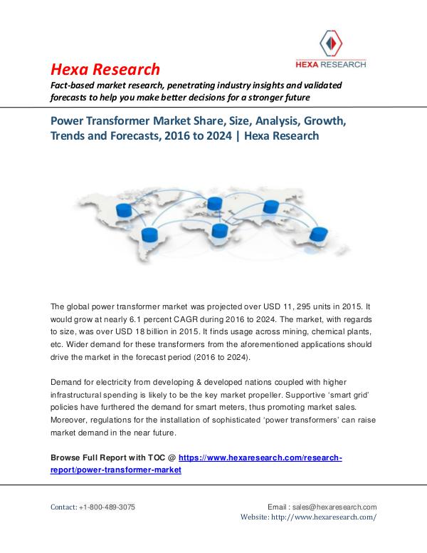 Market Research Reports : Hexa Research Power Transformer Market Insights,2016-2024