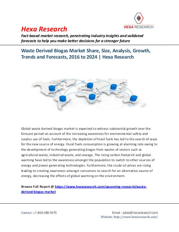 Energy & Power Industry Reports Waste Derived Biogas Market Research