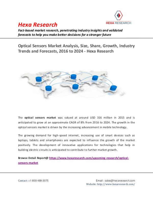 Optical Sensors Market, 2016 to 2024