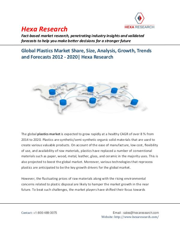 Bulkchemicals Market Reports Plastics Market Growth, Trends and Forecasts, 2020