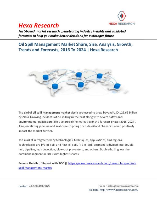 Bulkchemicals Market Reports Oil Spill Management Market Trends, 2024