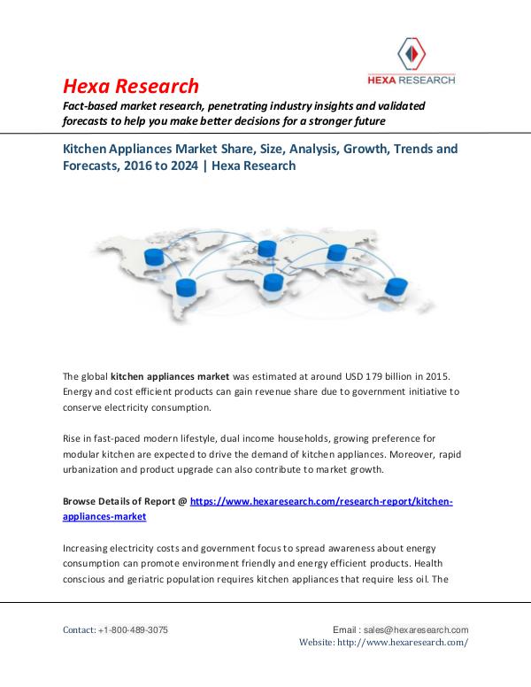 Semiconductors & Electronics Industry Kitchen Appliances Market Insights, 2024