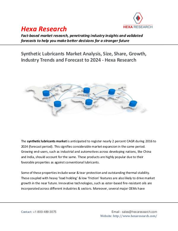 Bulkchemicals Market Reports Synthetic Lubricants Market Share, Size & Forecast