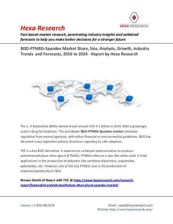 Specialty & Fine Chemicals Industry BDO-PTMEG-Spandex Market Size, Growth and Trends