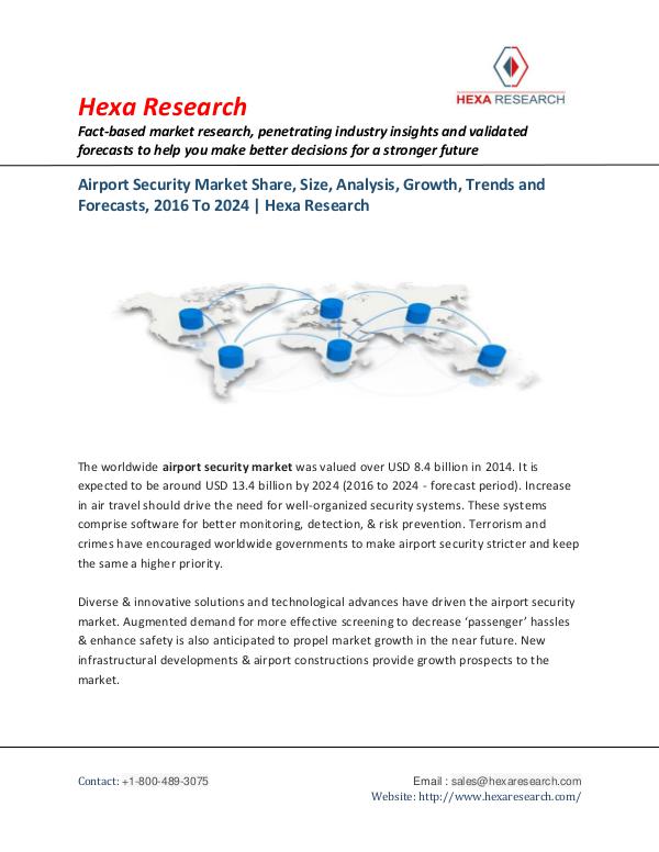 Semiconductors & Electronics Industry Airport Security Market Trends, 2016 to 2024