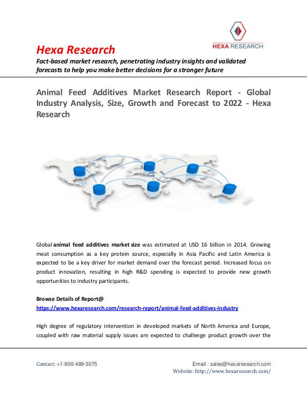 Food and Beverages Industry Report Animal Feed Additives Market, 2022