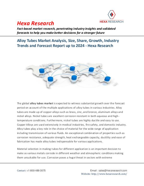 Advanced Materials Industry Alloy Tubes Market Analysis Report, 2024